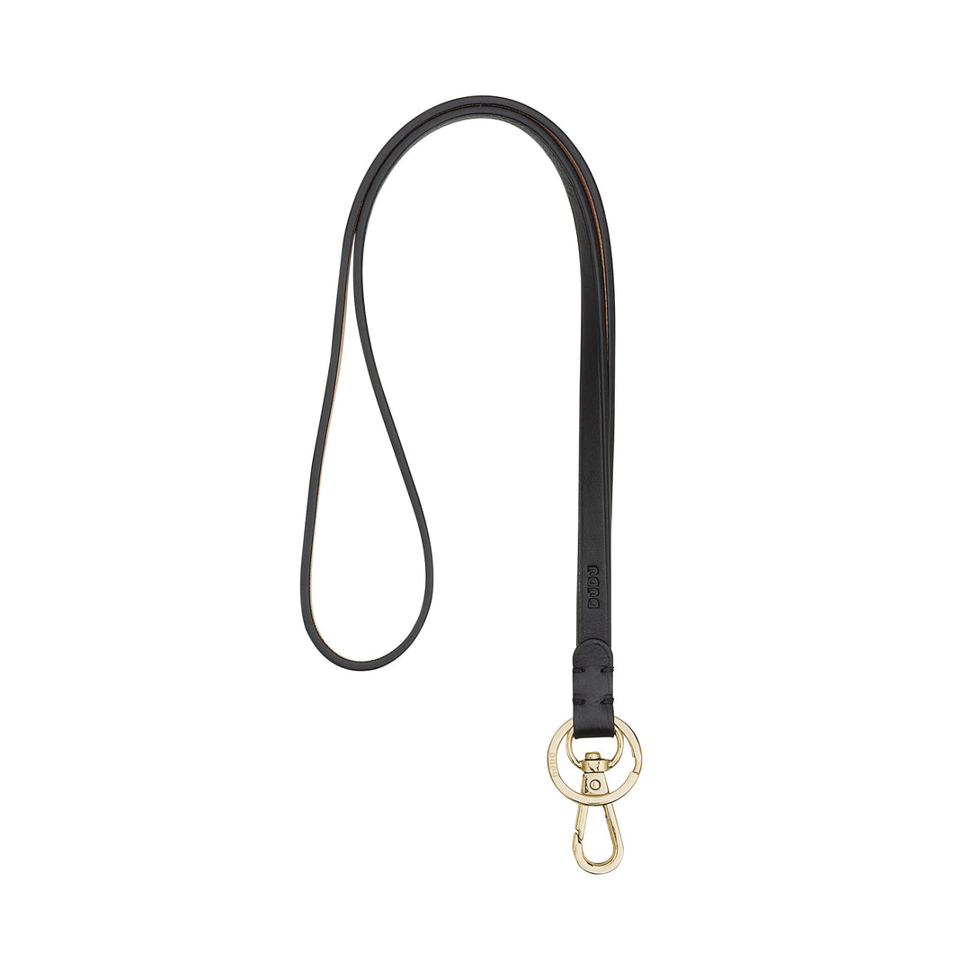DUDU Lanyard Correa para el Cuello con Anilla y Mosquetón Metálico en Piel Auténtica, Cordón para Llaves, Porta Credenciales, Coche, Llavero