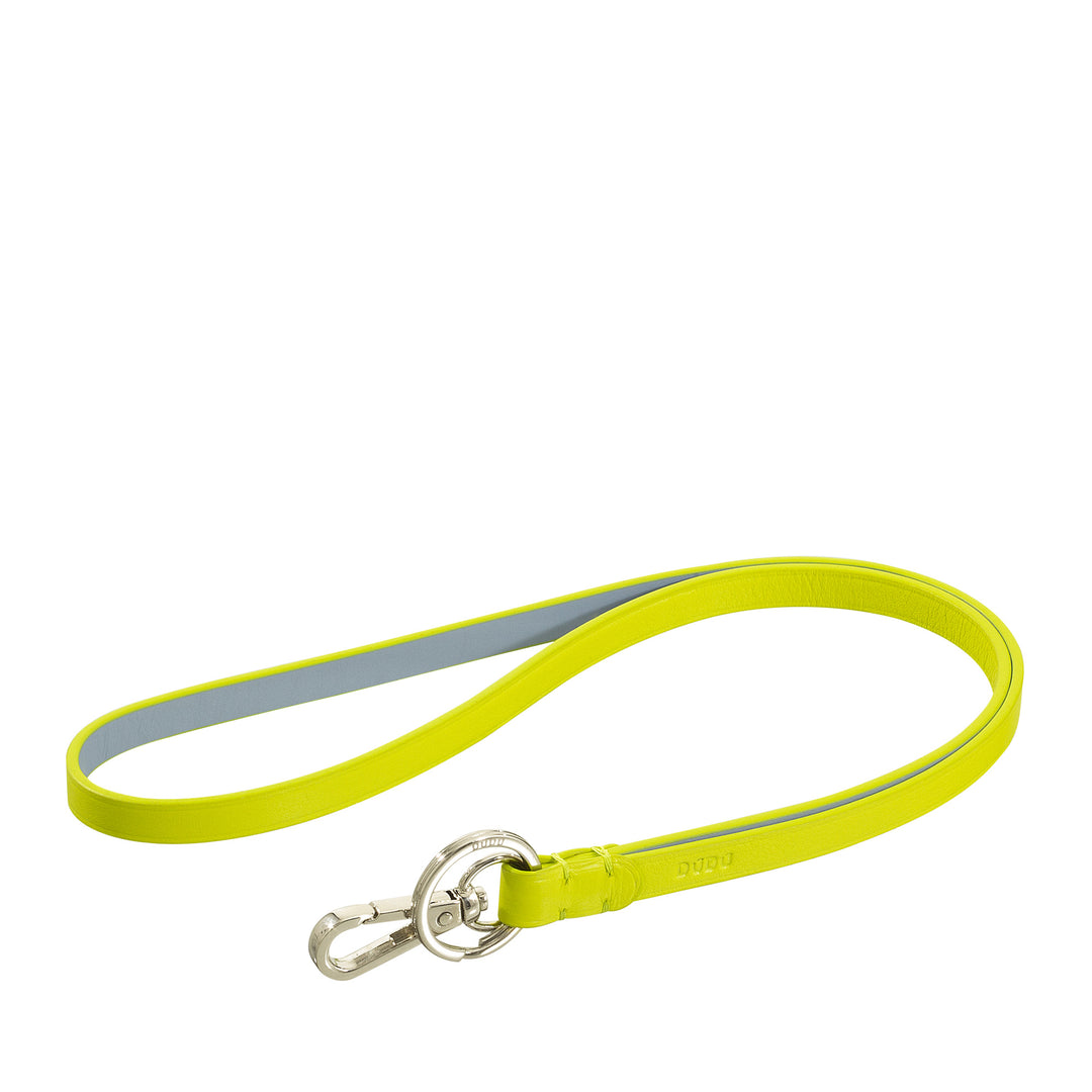 DUDU Lanyard Correa para el Cuello con Anilla y Mosquetón Metálico en Piel Auténtica, Cordón para Llaves, Porta Credenciales, Coche, Llavero