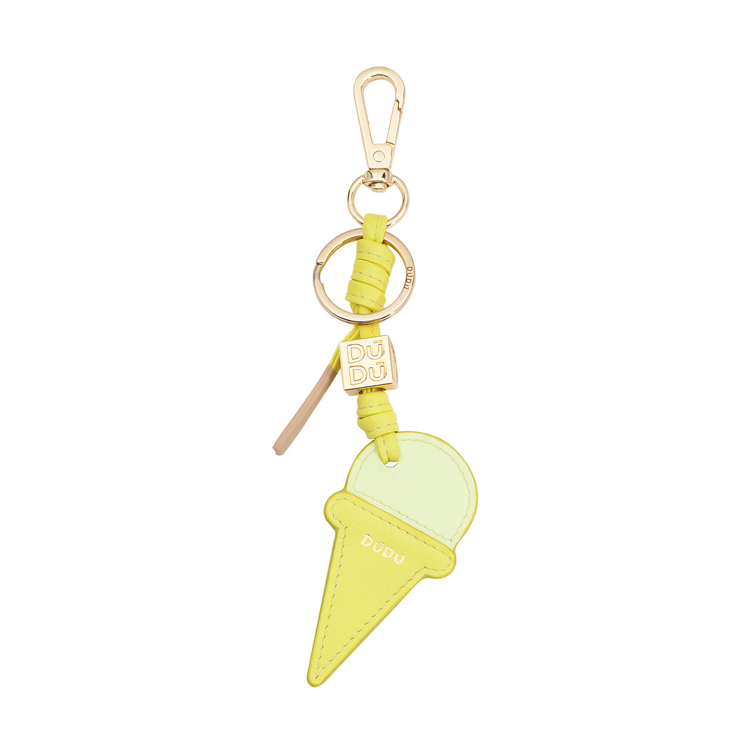 DUDU Portachiavi in Pelle con Cono Gelato, Portachiavi Uomo Donna, con Anello e Moschettone, Portachiavi Estivo Design