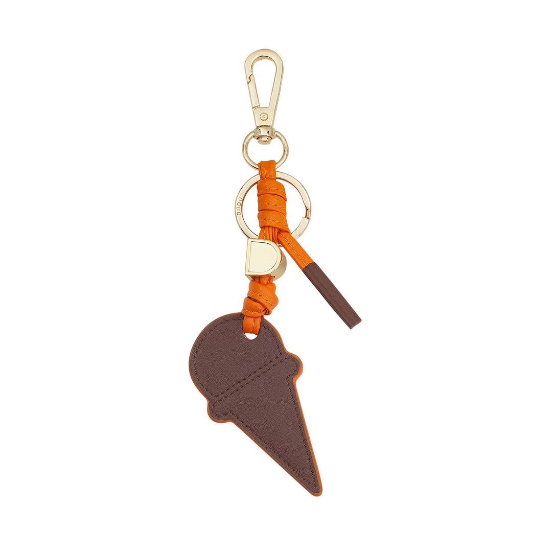 DUDU Portachiavi in Pelle con Cono Gelato, Portachiavi Uomo Donna, con Anello e Moschettone, Portachiavi Estivo Design
