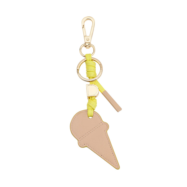 DUDU Portachiavi in Pelle con Cono Gelato, Portachiavi Uomo Donna, con Anello e Moschettone, Portachiavi Estivo Design
