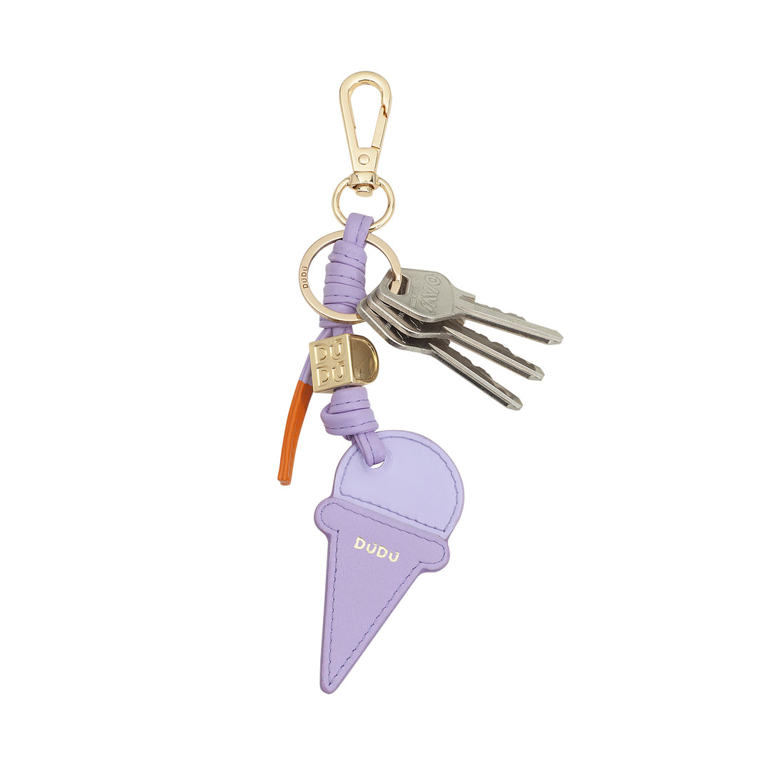 DUDU Leather Keychain with Ice Cream Cone, Men&
