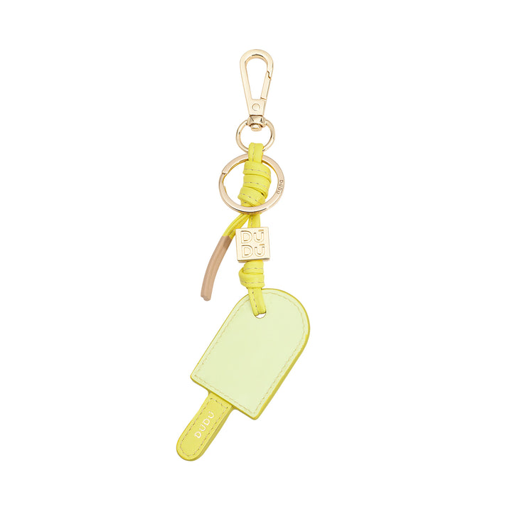 DUDU Leather Ice Cream Stick Keychain, Keychain for Women and Men with Ring and Carabiner, Colorful Summer Design