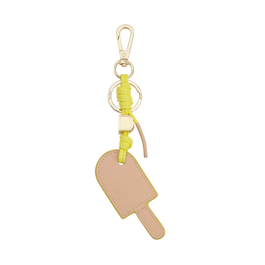 DUDU Leather Ice Cream Stick Keychain, Keychain for Women and Men with Ring and Carabiner, Colorful Summer Design