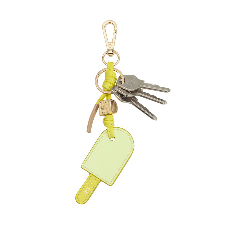 DUDU Leather Ice Cream Stick Keychain, Keychain for Women and Men with Ring and Carabiner, Colorful Summer Design