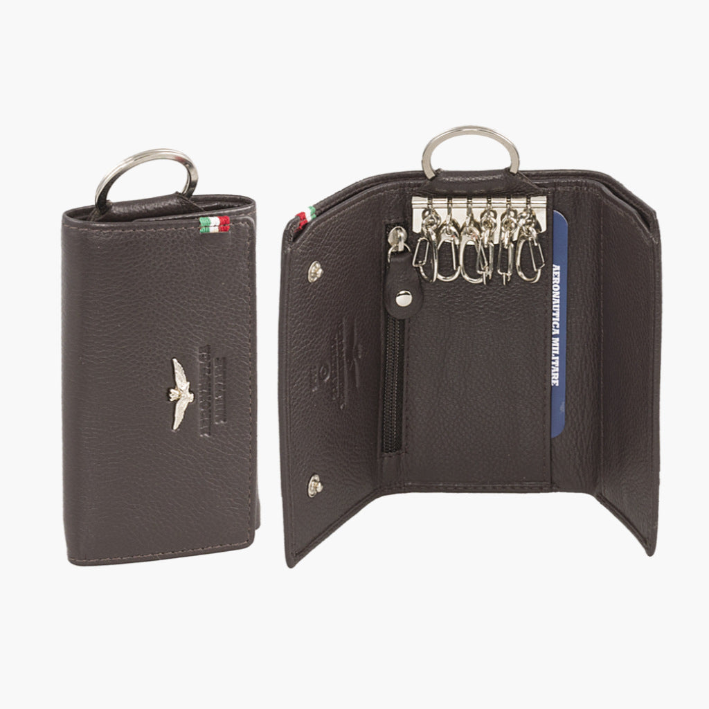 Aeronautica Militare Porte-clés en cuir avec porte-billets et porte-monnaie AM108-MO