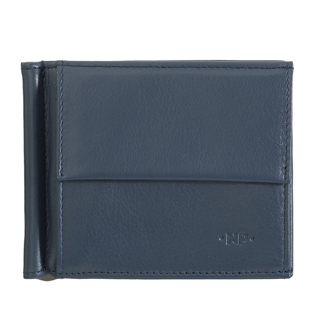 Portefeuille pour homme Nuvola Pelle avec pince à billets en cuir véritable avec porte-monnaie et poches pour cartes