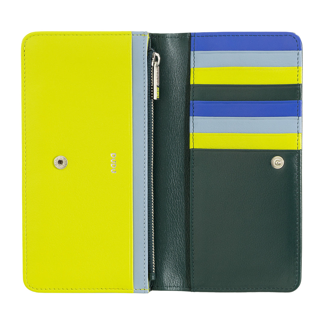 DUDU Cartera grande de mujer en bolsita RFID de piel suave multicolor