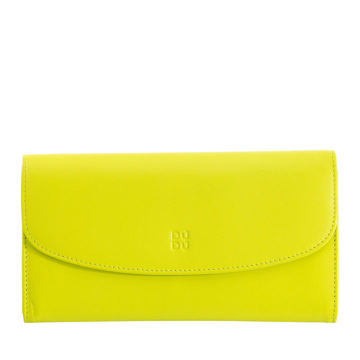 DUDU Cartera Grande de Mujer en Piel de Colores, Cartera Continental, Bolsillos para Tarjetas de Crédito, Monedero con Cremallera