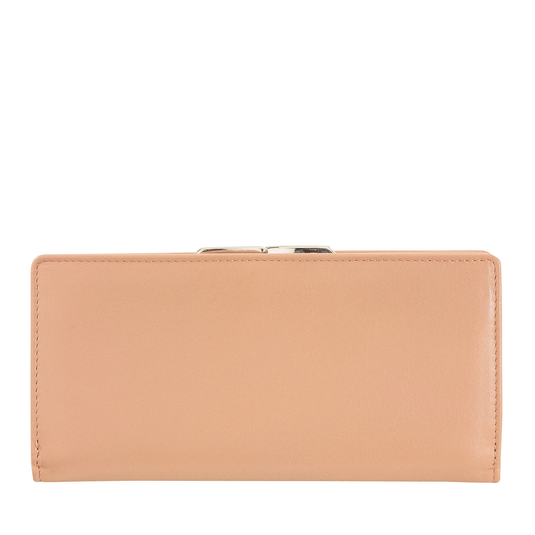 DUDU Cartera Grande para Mujer de Piel Auténtica con Protección RFID, Tarjetero con Monedero Clic Clac, Billetera Colorida
