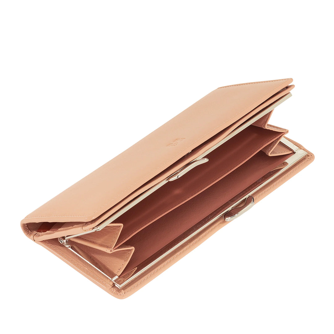 DUDU Cartera Grande para Mujer de Piel Auténtica con Protección RFID, Tarjetero con Monedero Clic Clac, Billetera Colorida