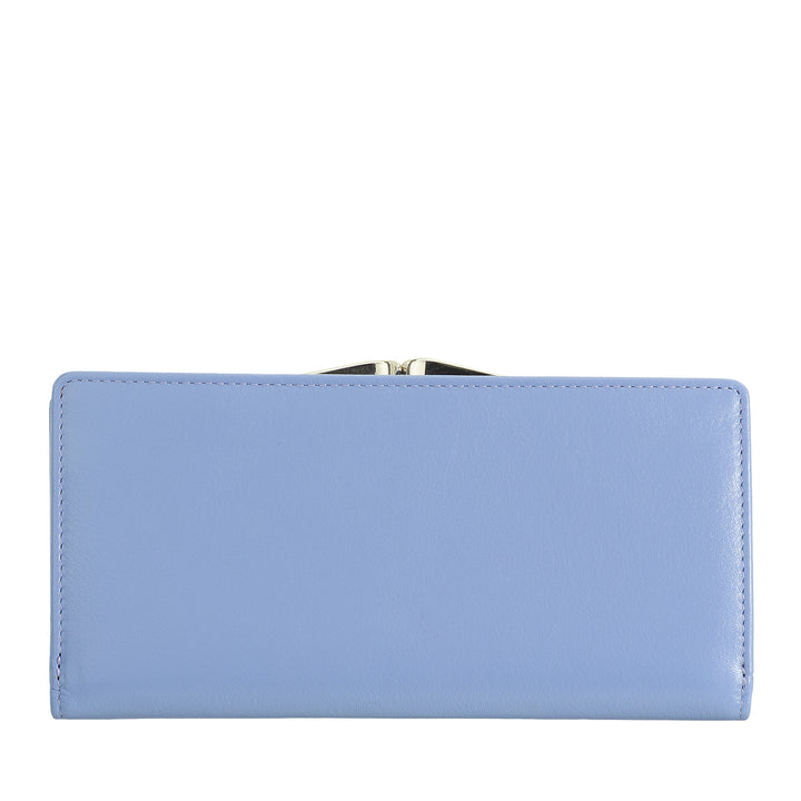 DUDU Cartera Grande para Mujer de Piel Auténtica con Protección RFID, Tarjetero con Monedero Clic Clac, Billetera Colorida