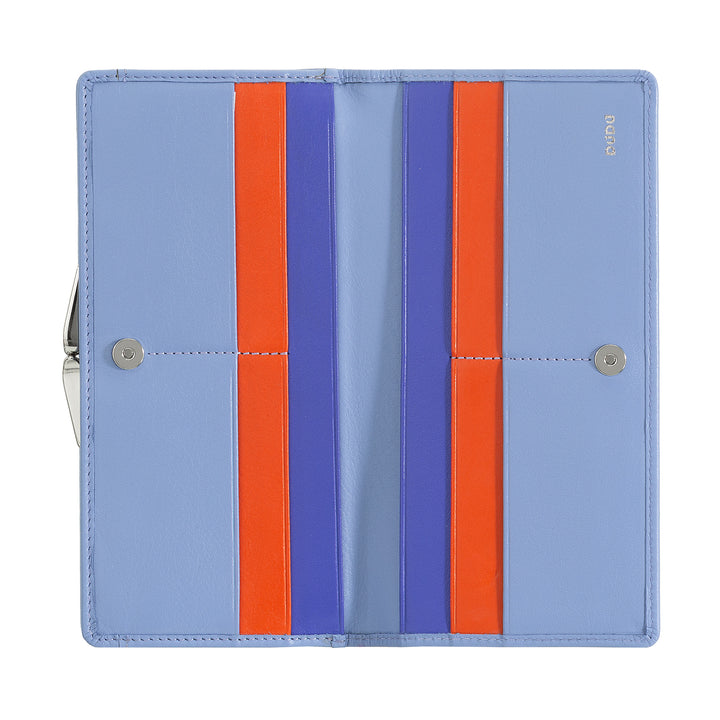 DUDU Cartera Grande para Mujer de Piel Auténtica con Protección RFID, Tarjetero con Monedero Clic Clac, Billetera Colorida