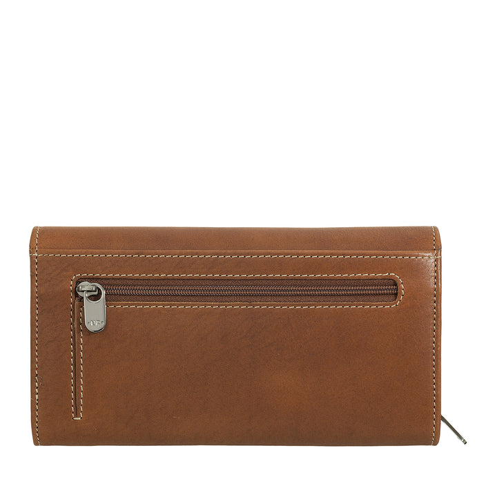 Nuvola Pelle Grand Portefeuille en Cuir pour Femme - Grand Porte-Monnaie et Porte-Cartes avec Plusieurs Compartiments et Fermeture à Bouton élégante