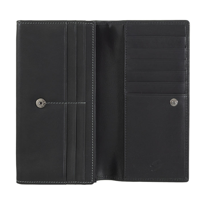 Nuvola Pelle Grand Portefeuille en Cuir pour Femme - Grand Porte-Monnaie et Porte-Cartes avec Plusieurs Compartiments et Fermeture à Bouton élégante