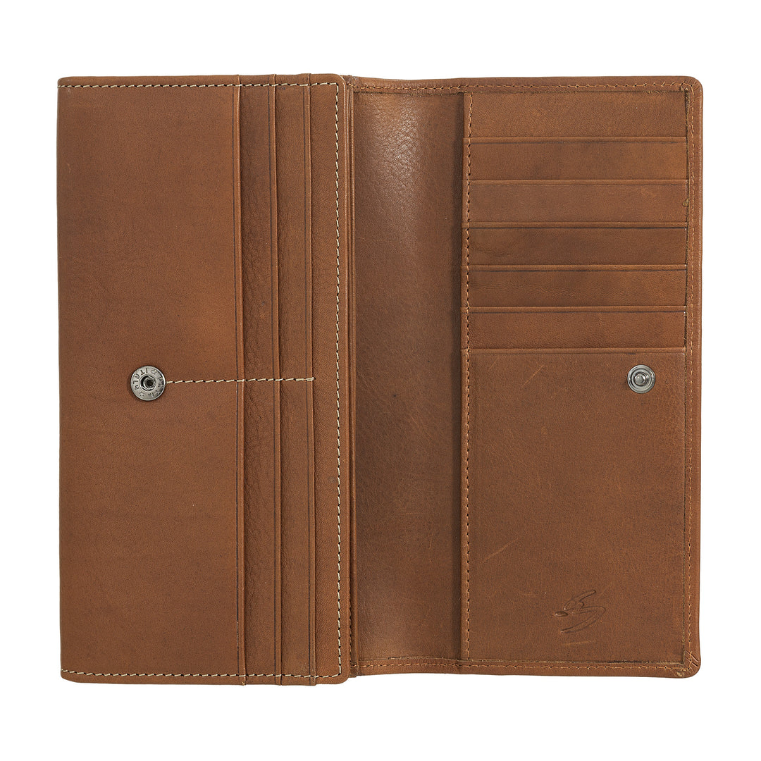 Nuvola Pelle Grand Portefeuille en Cuir pour Femme - Grand Porte-Monnaie et Porte-Cartes avec Plusieurs Compartiments et Fermeture à Bouton élégante