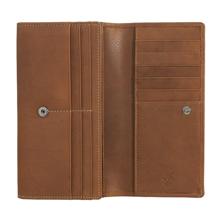 Nuvola Pelle Grand Portefeuille en Cuir pour Femme - Grand Porte-Monnaie et Porte-Cartes avec Plusieurs Compartiments et Fermeture à Bouton élégante