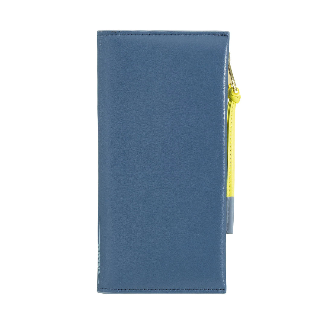 DUDU Portafoglio Donna Grande Slim in Pelle con Zip - Portafogli Lungo Verticale Elegante a Libro con Porta Carte, Tasca Monete con Cerniera e Scomparti per Banconote