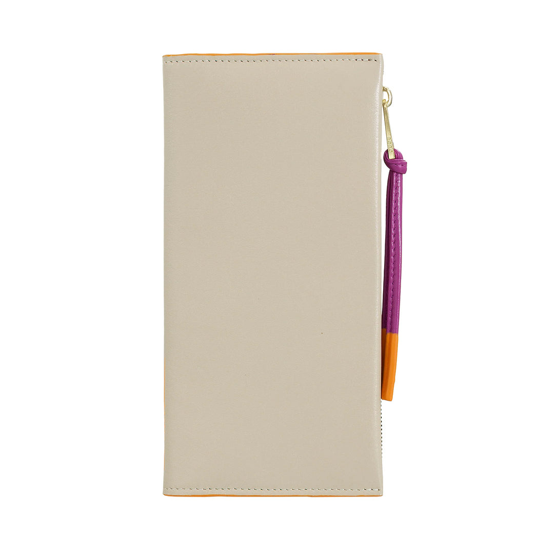 DUDU Portafoglio Donna Grande Slim in Pelle con Zip - Portafogli Lungo Verticale Elegante a Libro con Porta Carte, Tasca Monete con Cerniera e Scomparti per Banconote