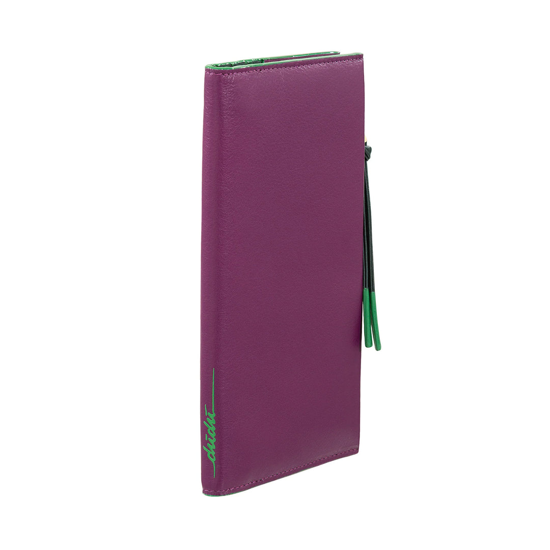 DUDU Cartera de Mujer Grande y Fina de Piel con Cremallera - Elegante Cartera Larga Vertical con Tarjetero, Monedero con Cremallera y Compartimentos para Billetes