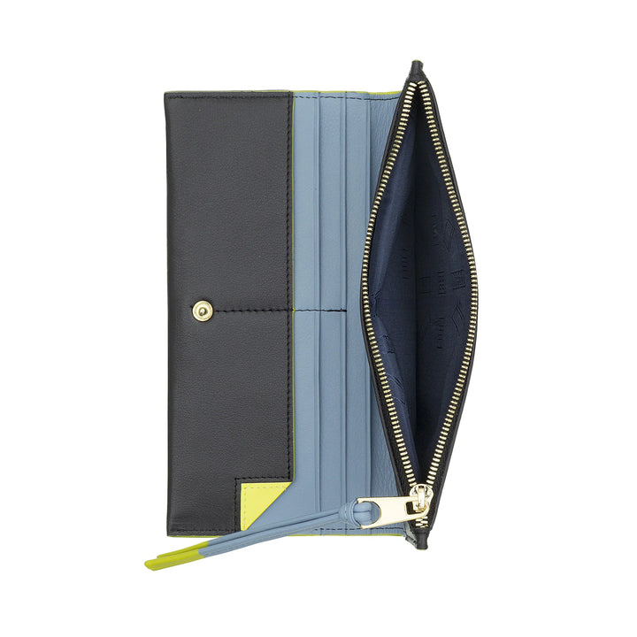 DUDU Cartera de Mujer Grande y Fina de Piel con Cremallera - Elegante Cartera Larga Vertical con Tarjetero, Monedero con Cremallera y Compartimentos para Billetes