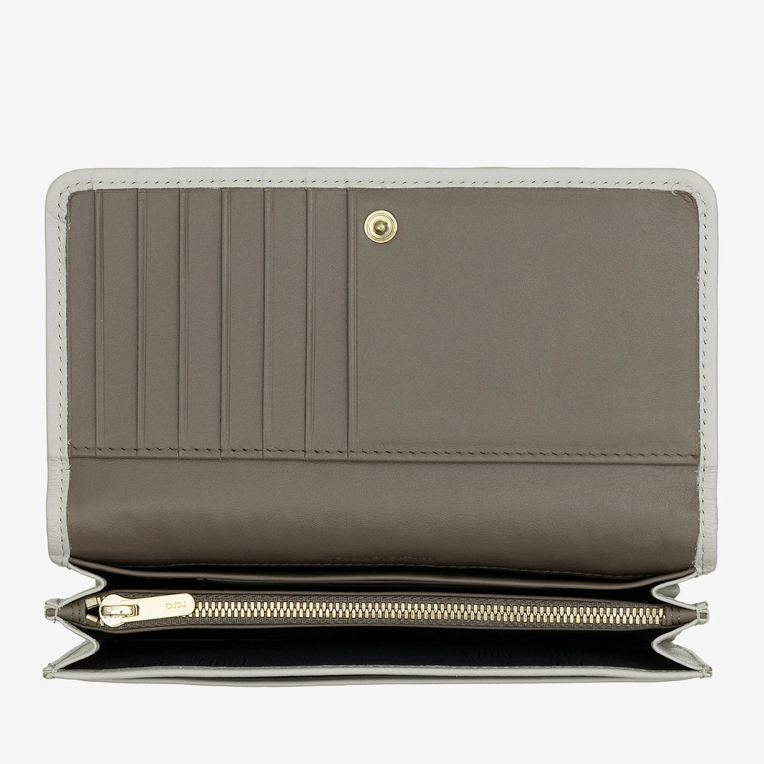 DUDU Cartera Trenzada de Mujer en Piel Auténtica - Monedero con Cremallera, Tarjetero y Compartimentos, Elegante Diseño Artesanal