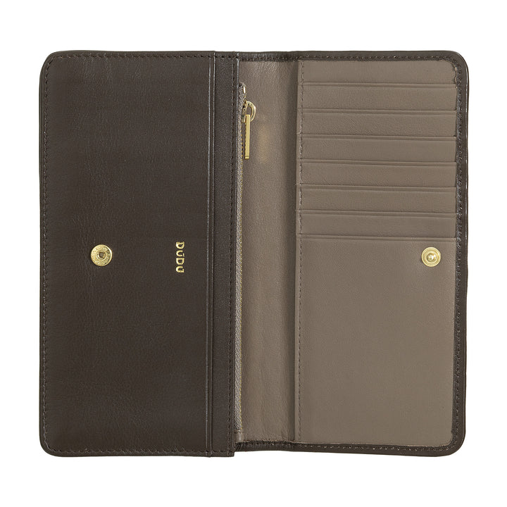 DUDU Portafoglio Donna Intrecciato in Vera Pelle – Portamonete con Zip, Porta Carte Banconote e Scomparti, Elegante Design Artigianale