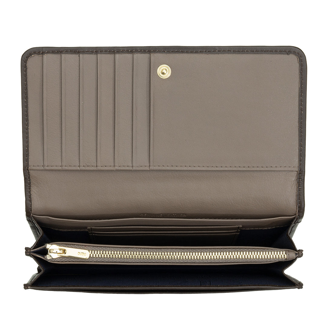 DUDU Portafoglio Donna Intrecciato in Vera Pelle – Portamonete con Zip, Porta Carte Banconote e Scomparti, Elegante Design Artigianale