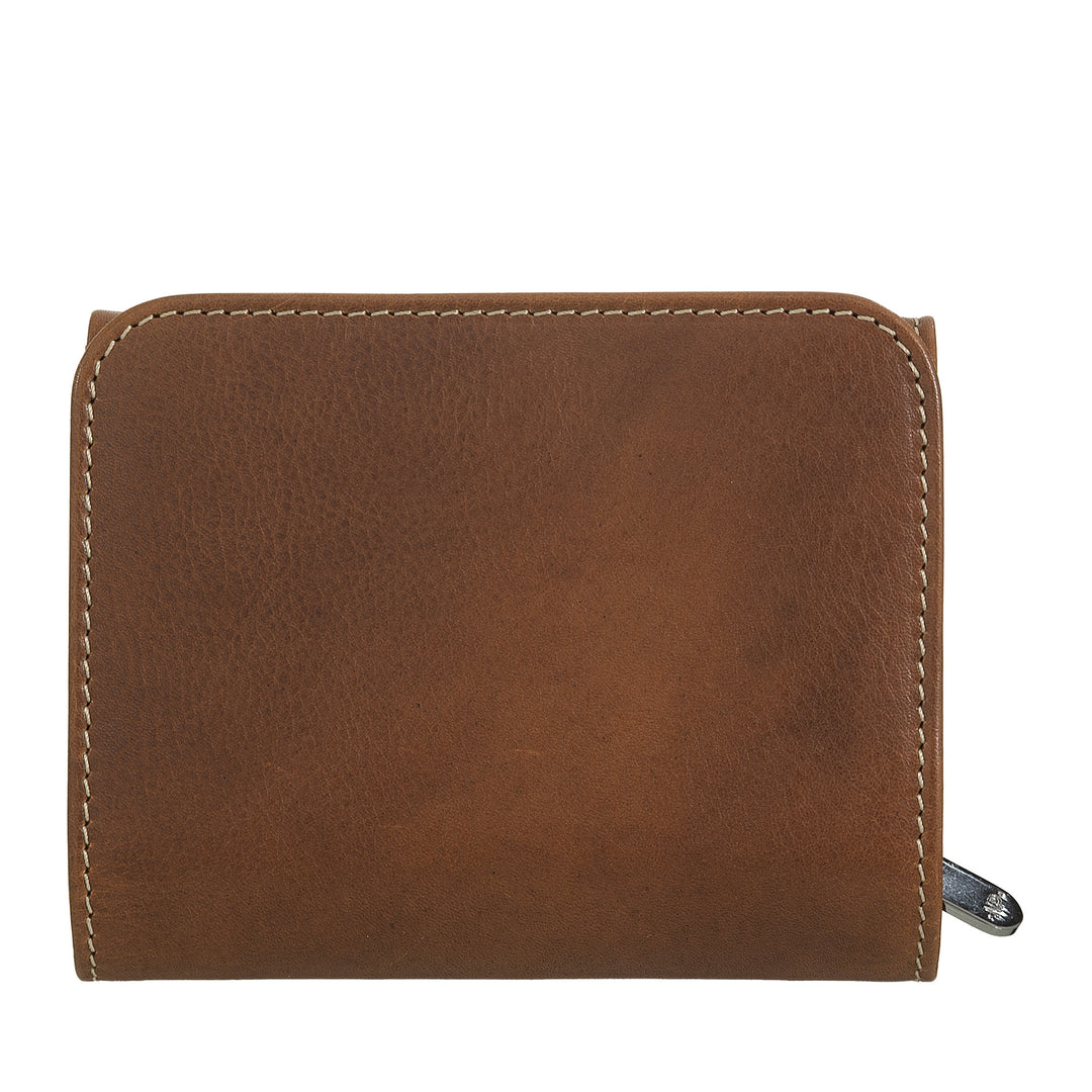 Nuvola Pelle Portefeuille en Cuir pour Femme avec Porte-Monnaie Zippé - Portefeuille Zippé élégant, Compartiments pour Cartes et Billets, Design Compact et Fonctionnel
