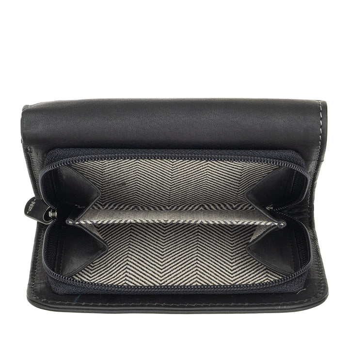 Nuvola Pelle Portefeuille en Cuir pour Femme avec Porte-Monnaie Zippé - Portefeuille Zippé élégant, Compartiments pour Cartes et Billets, Design Compact et Fonctionnel