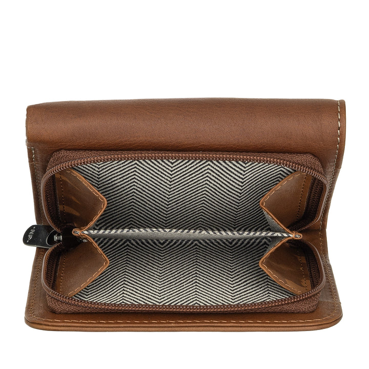 Nuvola Pelle Portefeuille en Cuir pour Femme avec Porte-Monnaie Zippé - Portefeuille Zippé élégant, Compartiments pour Cartes et Billets, Design Compact et Fonctionnel