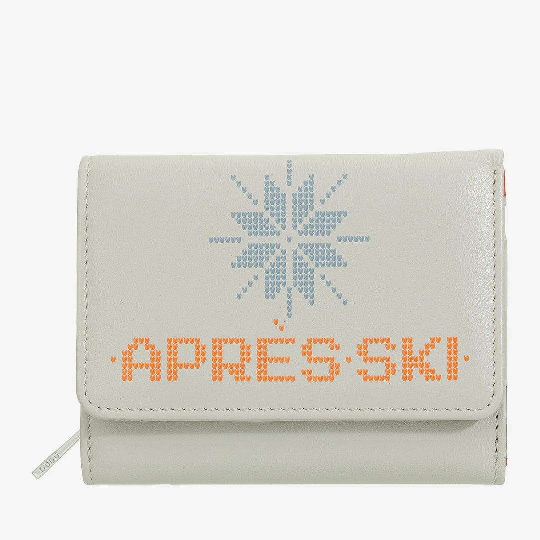 DUDU Portafoglio Donna Pelle Piccolo con Portamonete a Cerniera – Design Compatto e Scritta Après Ski – Portafoglio Porta Carte e Banconote, Fashion alla Moda