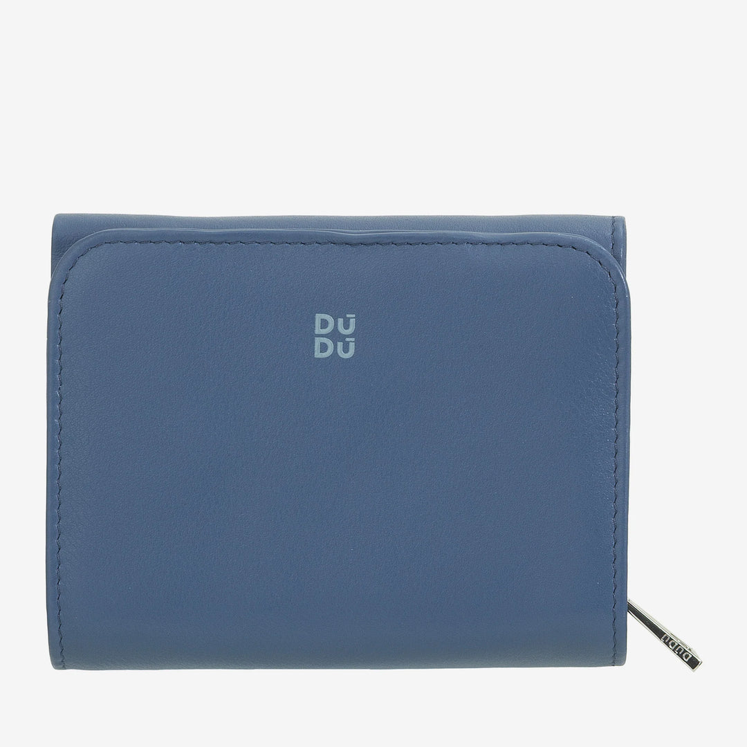 DUDU Petit Portefeuille en Cuir pour Femme avec Porte-Monnaie Zippé - Design Compact et Écriture Après Ski - Portefeuille pour Cartes et Billets, Mode Tendance