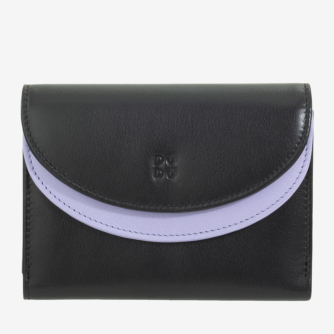 DUDU Cartera de mujer de piel auténtica RFID con monedero, cartera colorida con doble solapa, tarjetero, tarjetero para billetes
