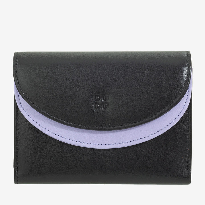DUDU Cartera de mujer de piel auténtica RFID con monedero, cartera colorida con doble solapa, tarjetero, tarjetero para billetes