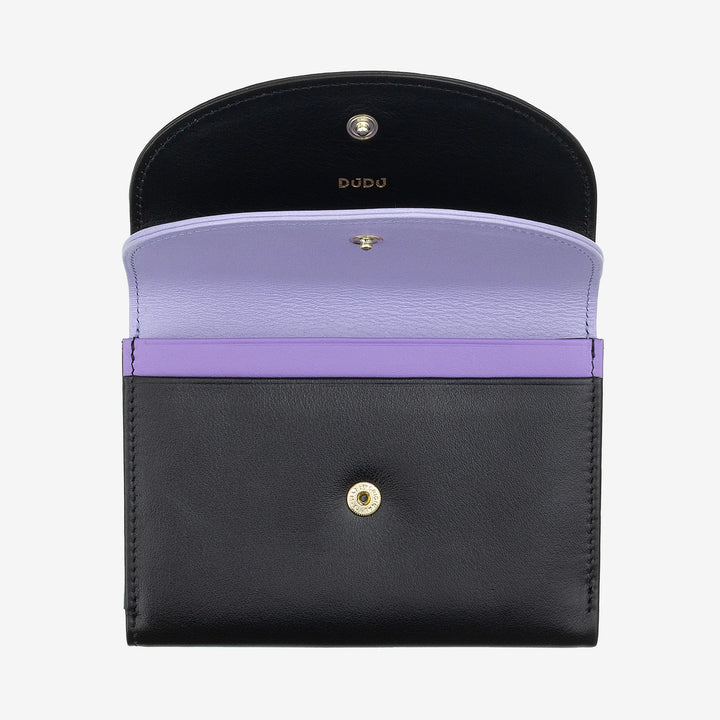 DUDU Cartera de mujer de piel auténtica RFID con monedero, cartera colorida con doble solapa, tarjetero, tarjetero para billetes