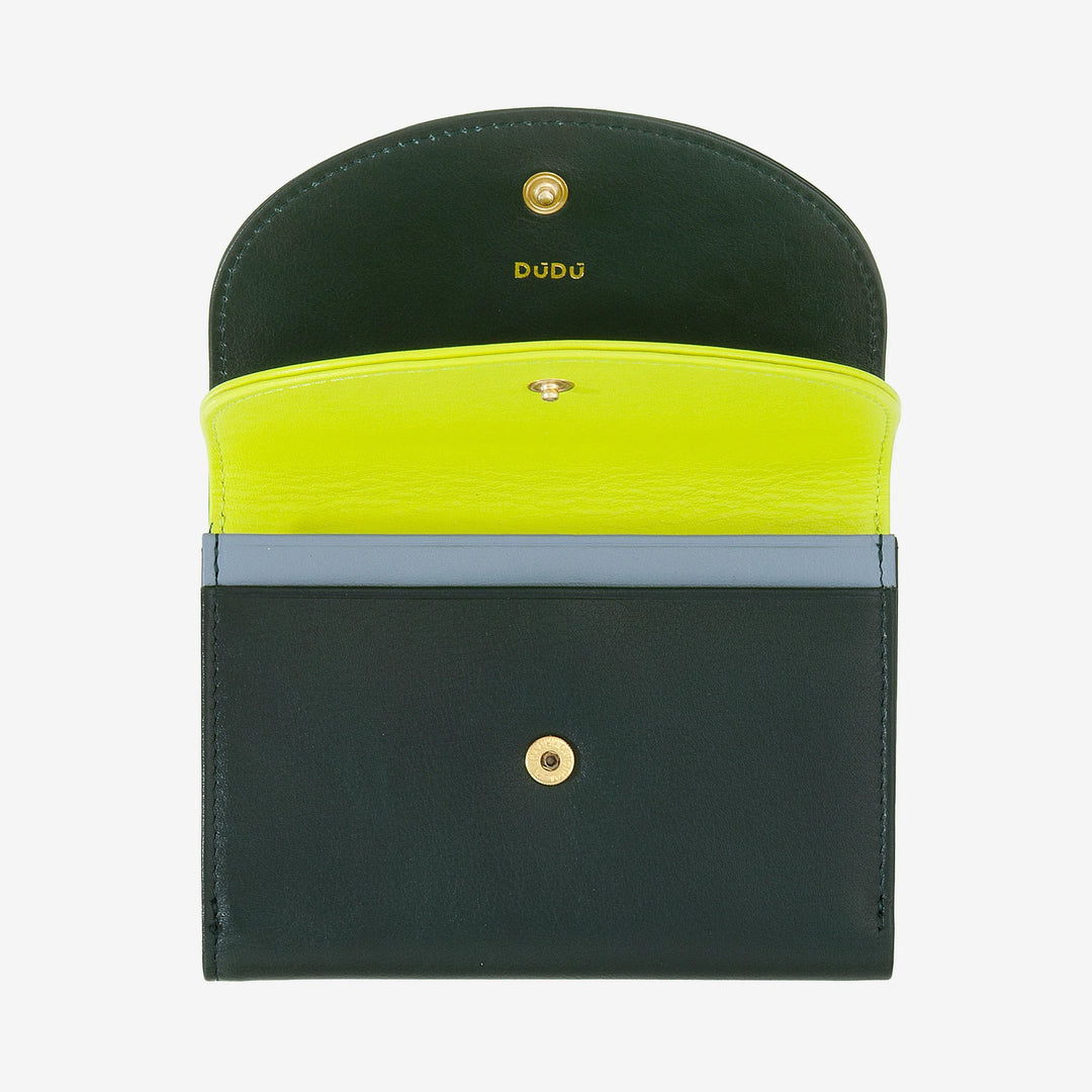 DUDU Cartera de mujer de piel auténtica RFID con monedero, cartera colorida con doble solapa, tarjetero, tarjetero para billetes