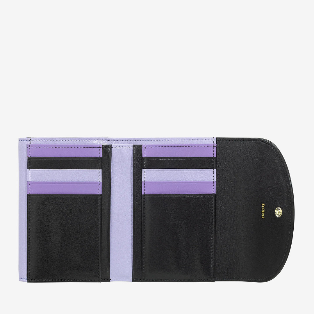 DUDU Cartera de mujer de piel auténtica RFID con monedero, cartera colorida con doble solapa, tarjetero, tarjetero para billetes