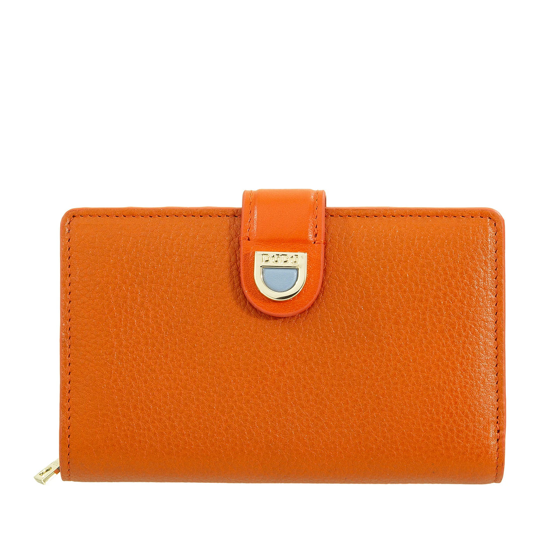 DUDU Cartera de Mujer de Piel con Monedero con Cremallera y Tarjetero - Carteras de Mujer Elegantes y Funcionales para Tarjetas, Billetes y Monedas