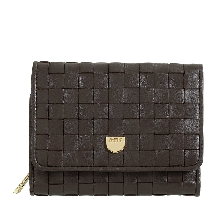 DUDU Cartera de Mujer en Piel Tejida - Cartera Compacta con Monedero con Cremallera, Elegante Porta Billetes, Tarjetero