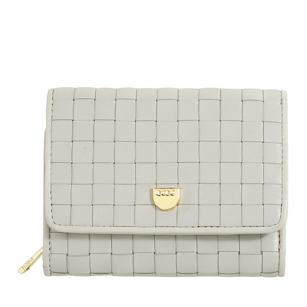 DUDU Portefeuille Femme en Cuir Tressé - Portefeuille Compact avec Porte-Monnaie Zippé, Porte-Billets élégant, Porte-Cartes