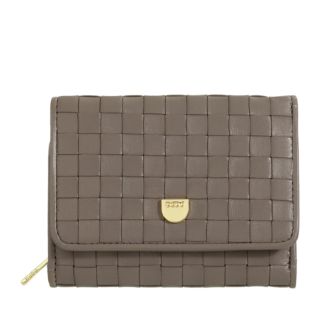DUDU Portefeuille Femme en Cuir Tressé - Portefeuille Compact avec Porte-Monnaie Zippé, Porte-Billets élégant, Porte-Cartes