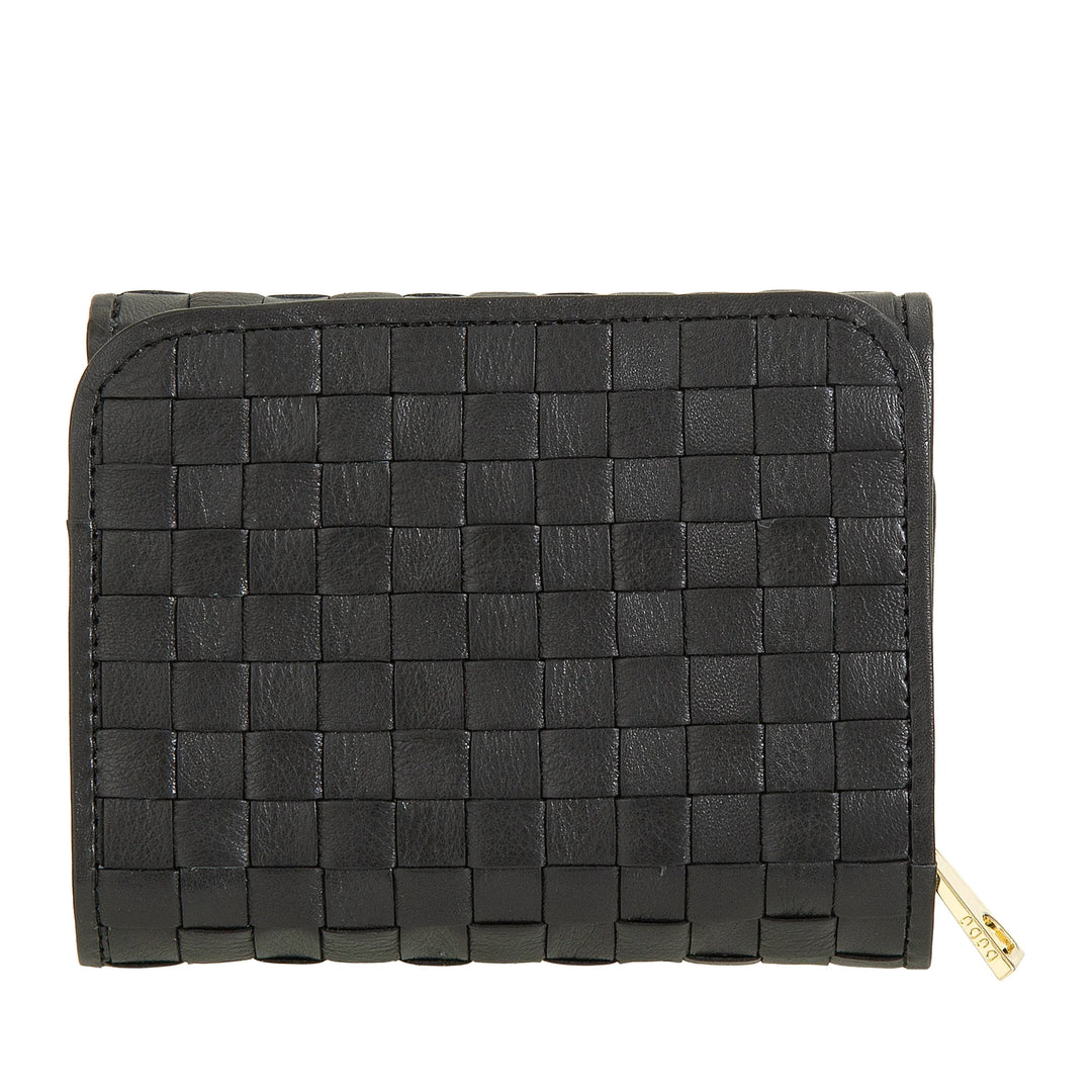 DUDU Portefeuille Femme en Cuir Tressé - Portefeuille Compact avec Porte-Monnaie Zippé, Porte-Billets élégant, Porte-Cartes