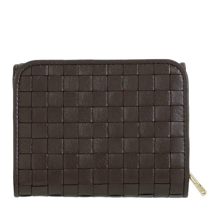 DUDU Cartera de Mujer en Piel Tejida - Cartera Compacta con Monedero con Cremallera, Elegante Porta Billetes, Tarjetero