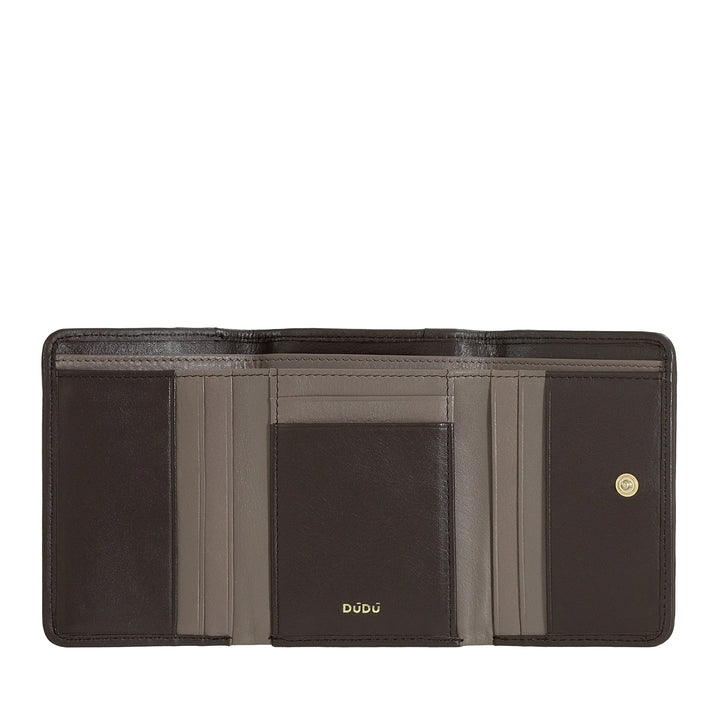 DUDU Cartera de Mujer en Piel Tejida - Cartera Compacta con Monedero con Cremallera, Elegante Porta Billetes, Tarjetero