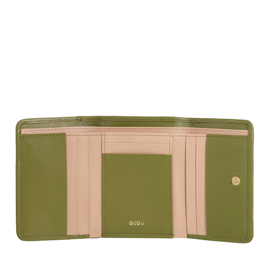 DUDU Cartera de Mujer en Piel Tejida - Cartera Compacta con Monedero con Cremallera, Elegante Porta Billetes, Tarjetero