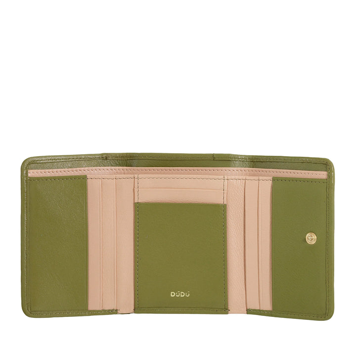 DUDU Cartera de Mujer en Piel Tejida - Cartera Compacta con Monedero con Cremallera, Elegante Porta Billetes, Tarjetero