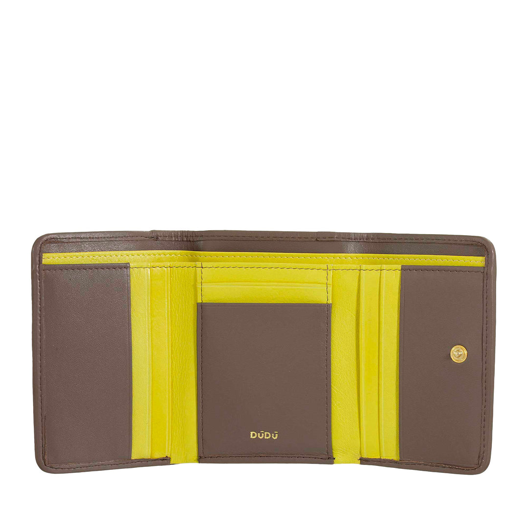 DUDU Portefeuille Femme en Cuir Tressé - Portefeuille Compact avec Porte-Monnaie Zippé, Porte-Billets élégant, Porte-Cartes