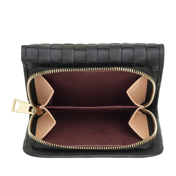DUDU Portefeuille Femme en Cuir Tressé - Portefeuille Compact avec Porte-Monnaie Zippé, Porte-Billets élégant, Porte-Cartes