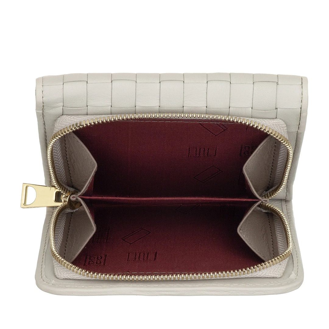 DUDU Portefeuille Femme en Cuir Tressé - Portefeuille Compact avec Porte-Monnaie Zippé, Porte-Billets élégant, Porte-Cartes
